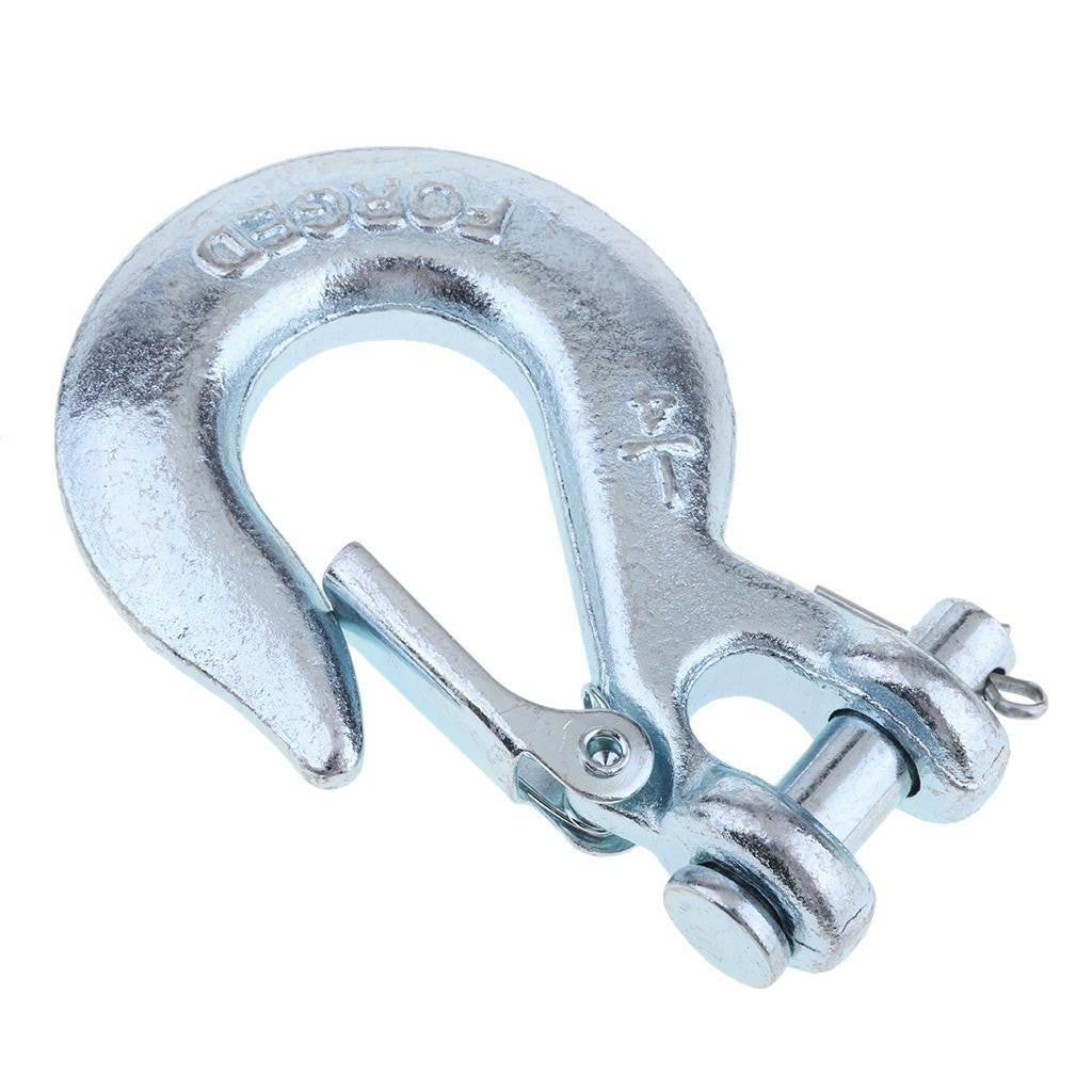 1/4 Inch Winch Replacement Hook with Latch for Trailer ATV Boat Towing