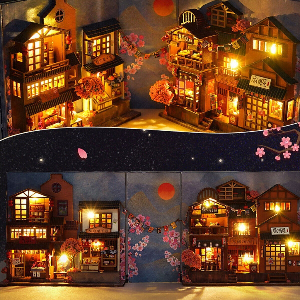 3D Wooden Puzzle Bookend Book Nook Shelf Alley Stand DIY Decor Bookshelf Insert