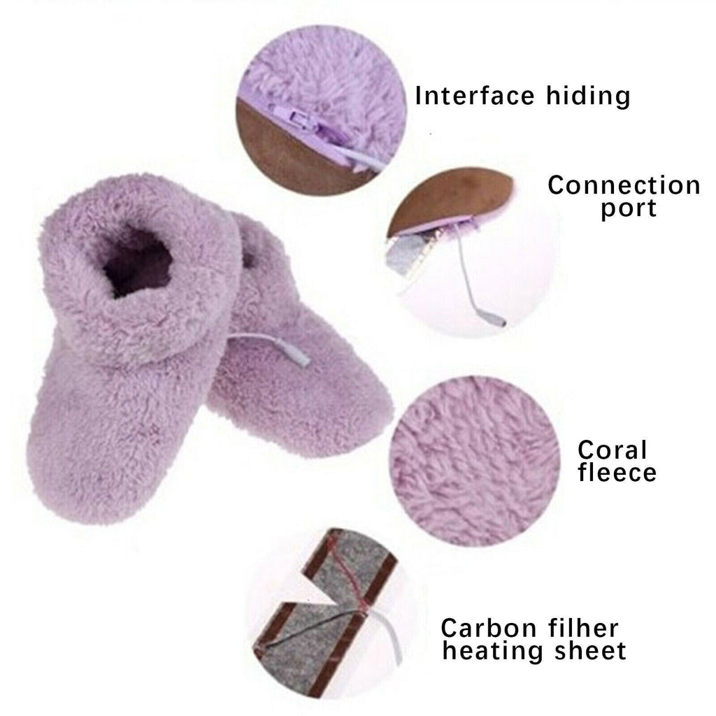 Winter USB Warmer Foot Shoe Plush Warm Electric Slipper Feet Heated Washable New