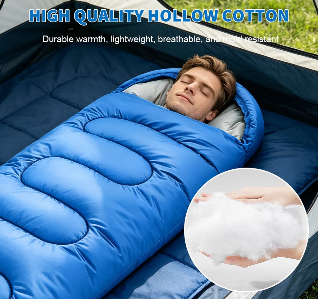 Waterproof 4 Season Envelope Sleeping Bag Single Zip Design Camping Hiking Use