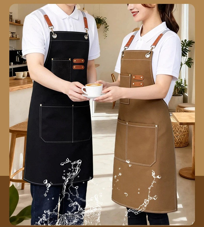 Unisex Waxed Canvas Work Apron Multiple Tool Pockets Woodworking Chef Apron
