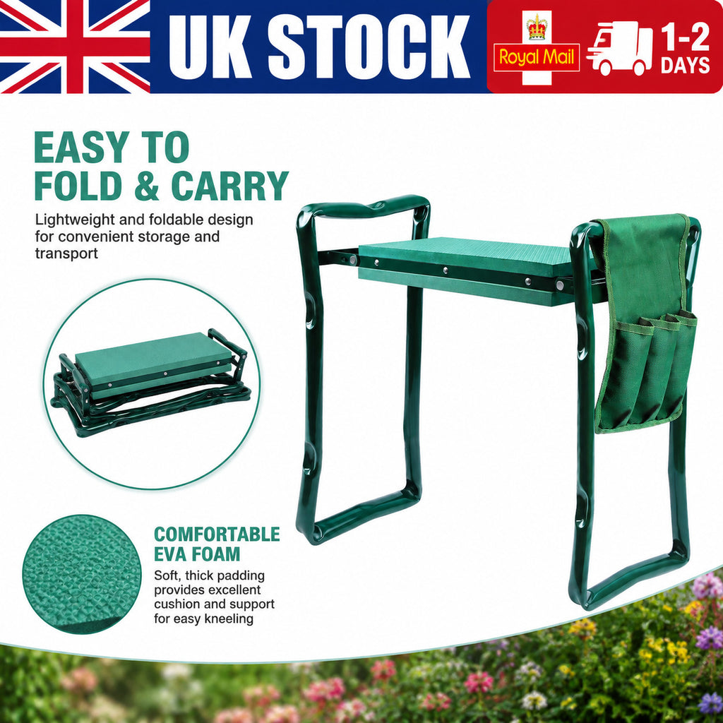 FOLDING PORTABLE KNEE PAD GARDEN KNEELER FOAM CHAIR SEAT PADDED STOOL FREE BAG