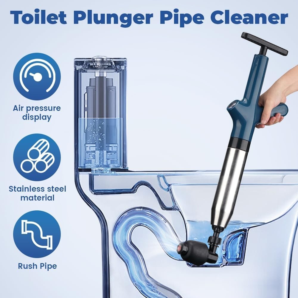 Drain Blaster Air Plunger for Toilet High Pressure Blockage Powerful Unblocker