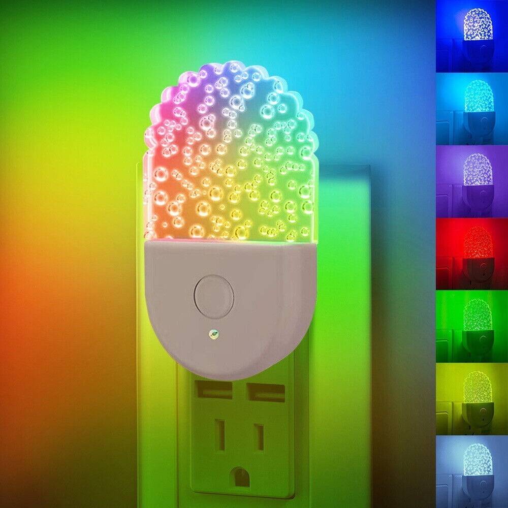 RGB Color Changing Night Lights Dusk Dawn Sensor Plug in Lamp Hallway Kids Light