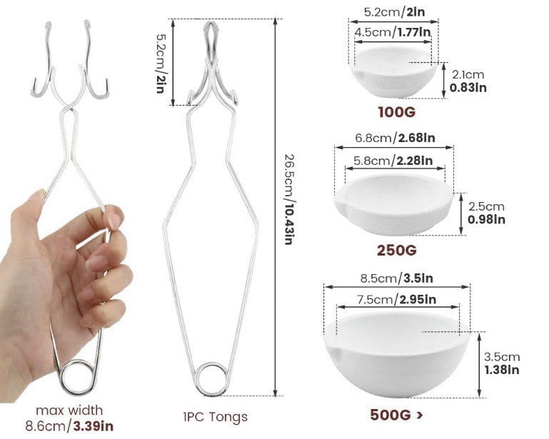 1 Set Metal Melting Kit Crucibles Bowl And Crucible Tongs Crucibles Metal