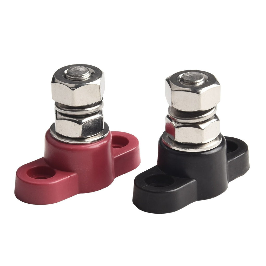 Insulated Battery Post Red & Black Single Stud Terminal for 12V Circuits