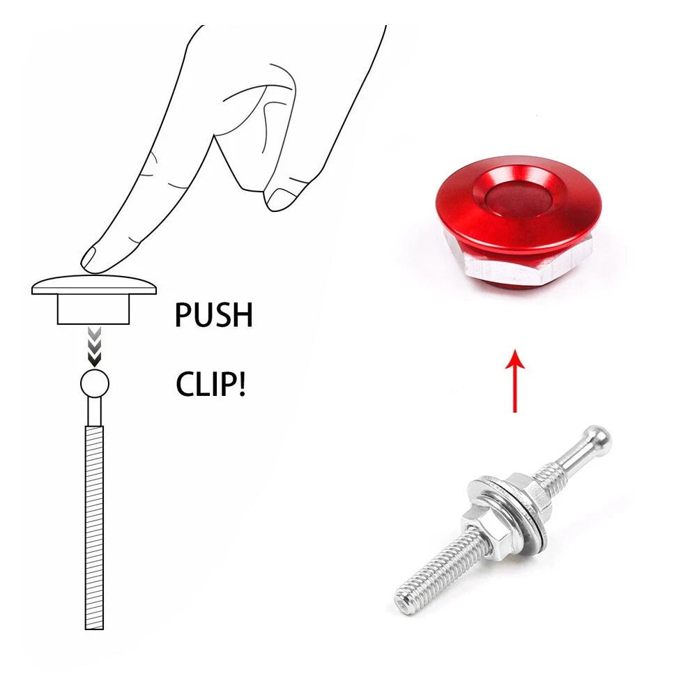 4x Push Button Quick Release Hood Bonnet Pins Lock Clip Car Bumper Latch Kit Red