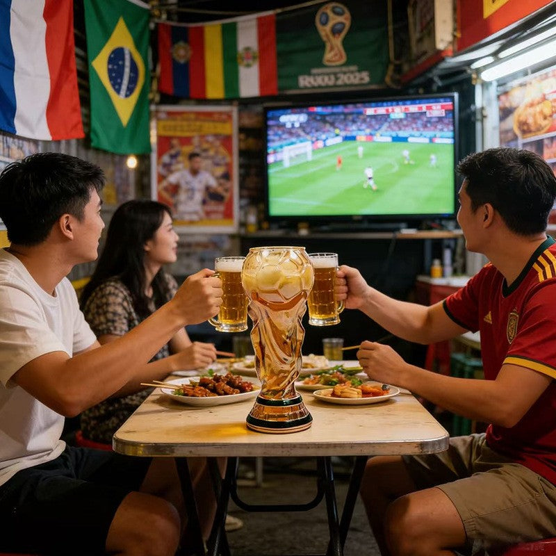 500ml World Football Trophy Beer Glass Cup Shape Drinking Mug Clear
