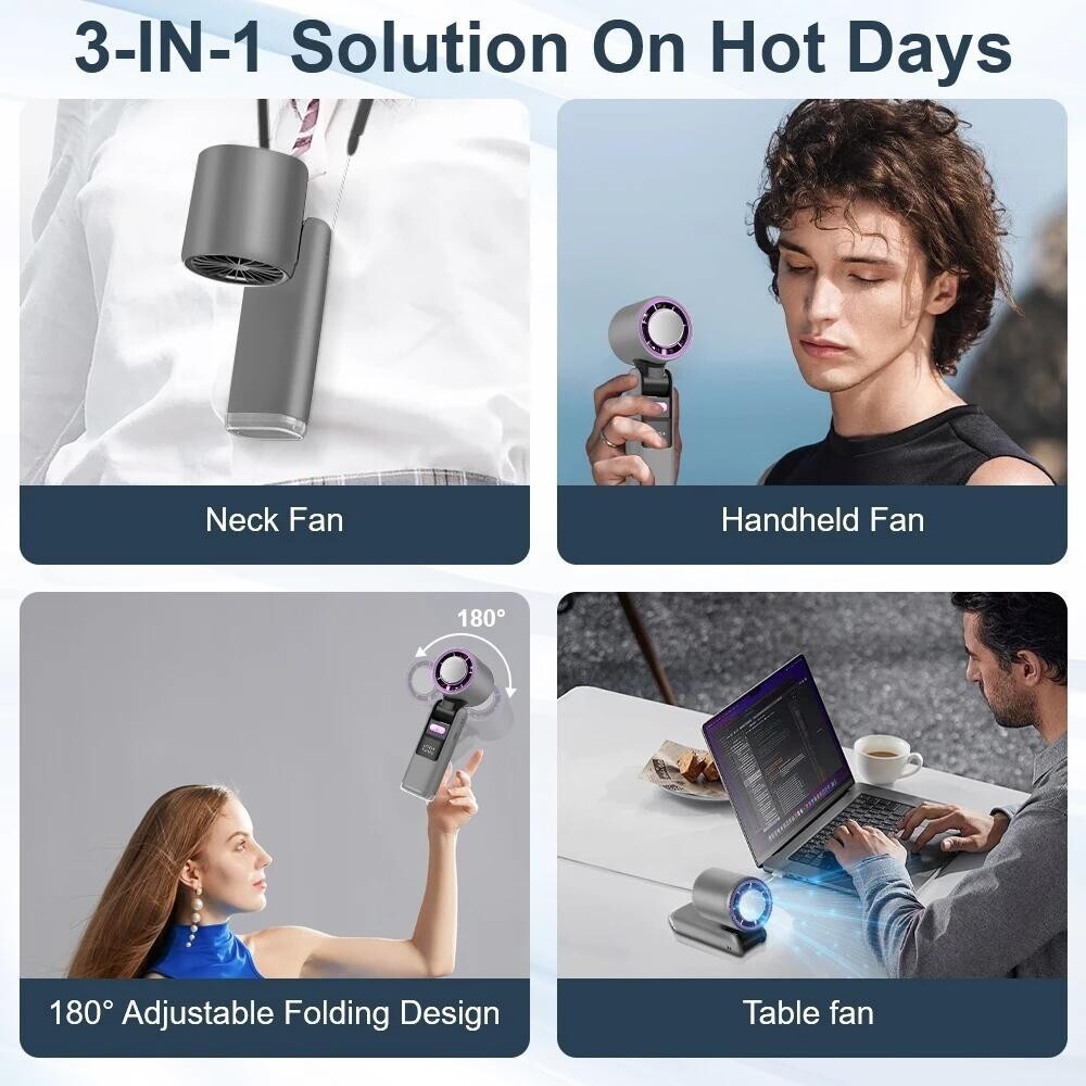 USB Rechargeable Mini Hand Fan Portable Folding Desk Cooling Cooler