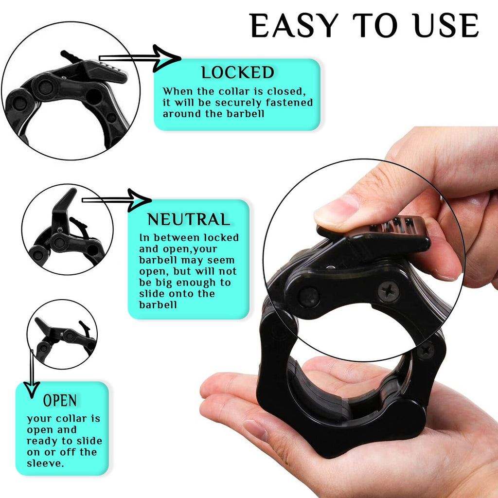 Barbell Dumbbell Clamp Clips Weight Bar Locks Olympic 2" Spinlock Collar Pair