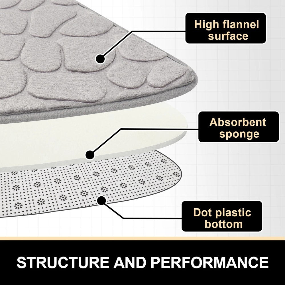 Non-slip Floor Toilet Mat Bathroom Mat Curve Foot Mat Carpet Curved Bath Mat