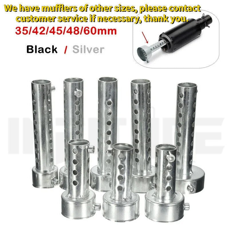 Silver 2Pcs 60mm Motorcycle Exhaust Can Muffler Insert Baffle Silencer Removable