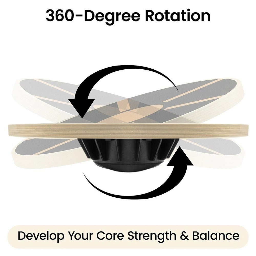 Non-Slip Wooden Wobble Board Balance Training Exercise Rehabilitation Fitness UK