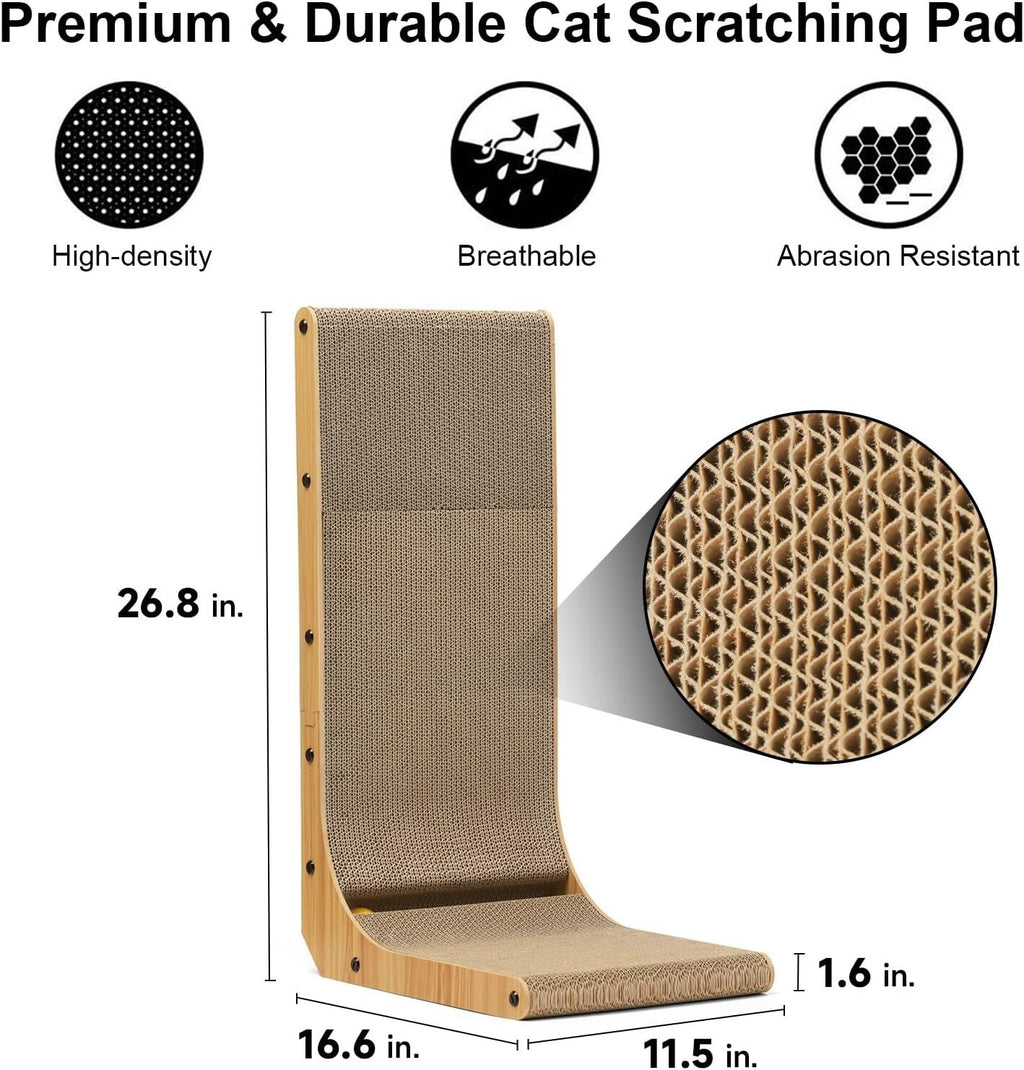 L Shape Corrugated Cardboard Cat Scratcher X Large 68cms Length MDF Wood Frame