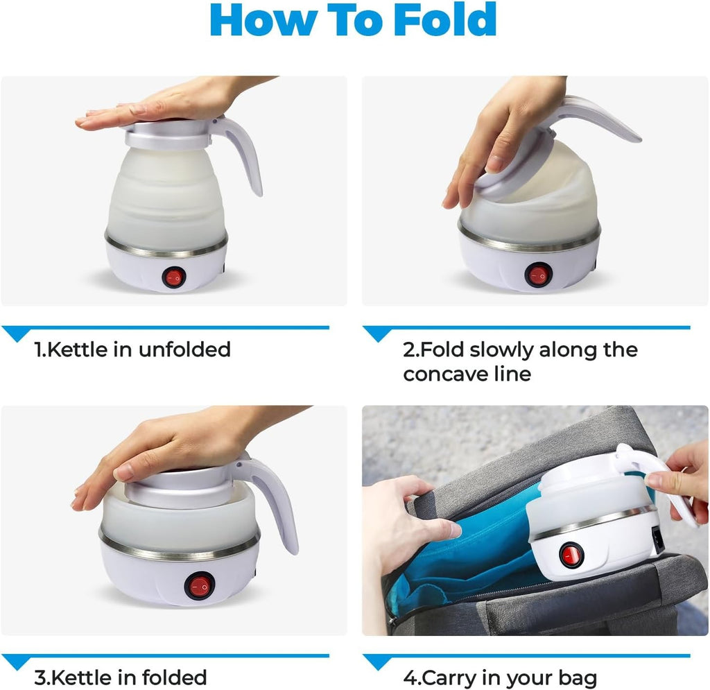 600ML Foldable Electric Kettle Portable Camping Kettle Travel Kettle Silicone