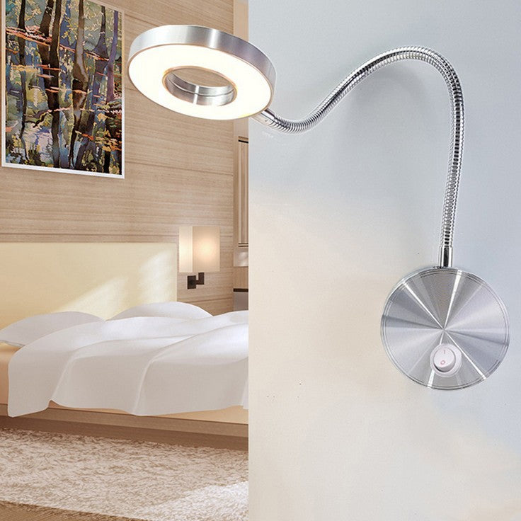 LED 5W Gooseneck Wall Sconce Lamp 360° Adjustable Flexible Reading Bedside Light