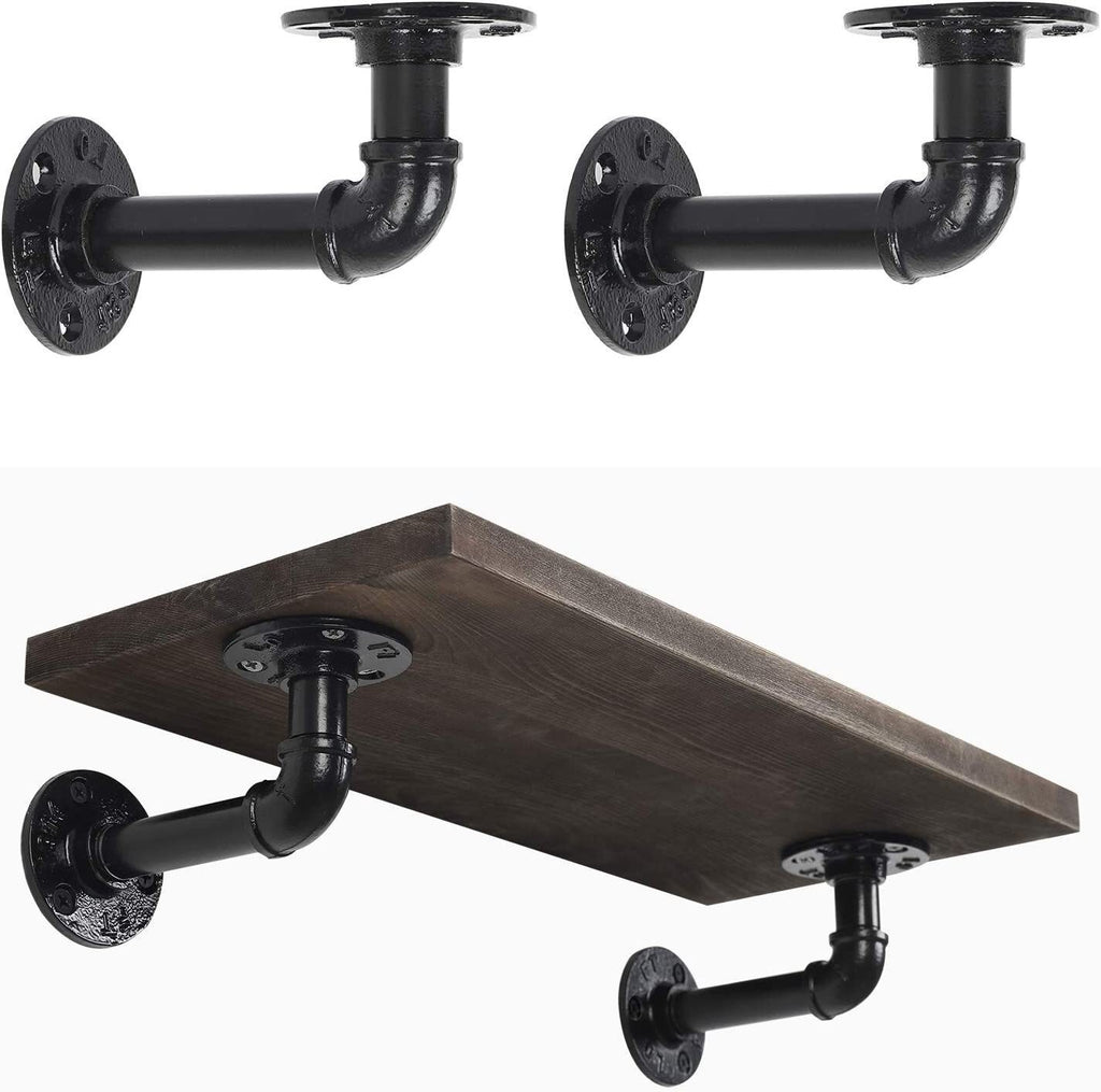 4-8X Pipe Shelf Brackets Industrial Iron Rustic Floating Shelves Storage Unit UK