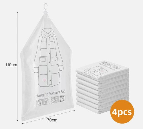 4pcs Airtight Clothes Organizer For Coats 4pcs Vacuum Storage Bags 70x110cm