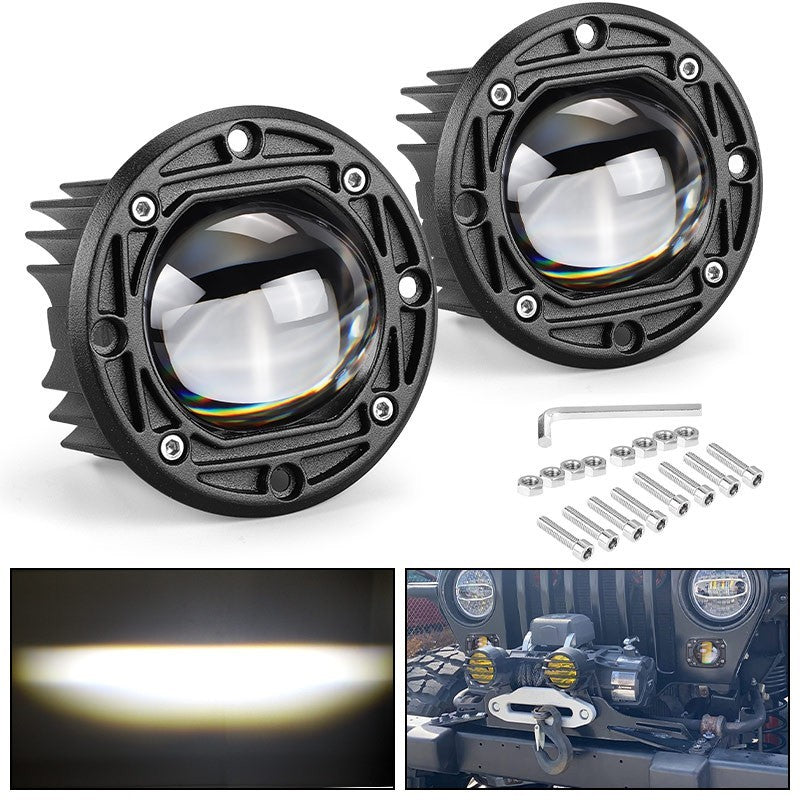 2X 3inch Flush Mount LED Work Light Bar Pods Spot Driving Fog Lamp Offroad Round