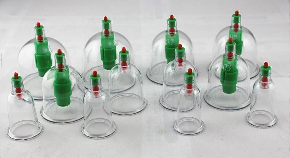 12PCS Vacuum Cupping Set Massage Therapy Cups Suction Health Acupuncture UK
