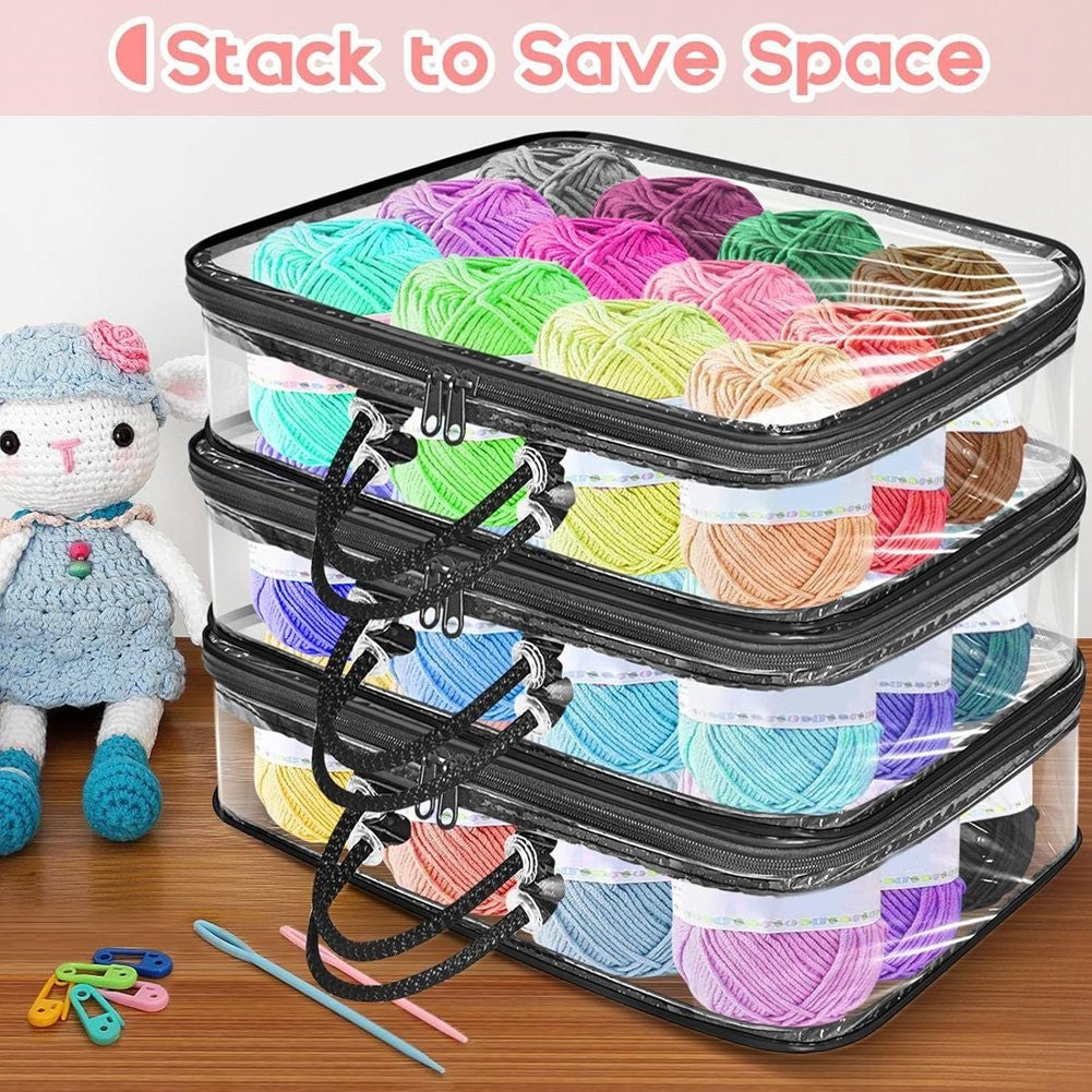 3 Pack Yarn Storage Organizer Tote Bag for 8496 Clear Yarn Storage Bags
