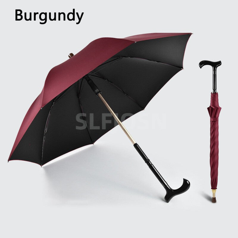 2-in-1 Walking Sticks Umbrella Windbreak Ribs Walking Cane Umbrella for Elderly