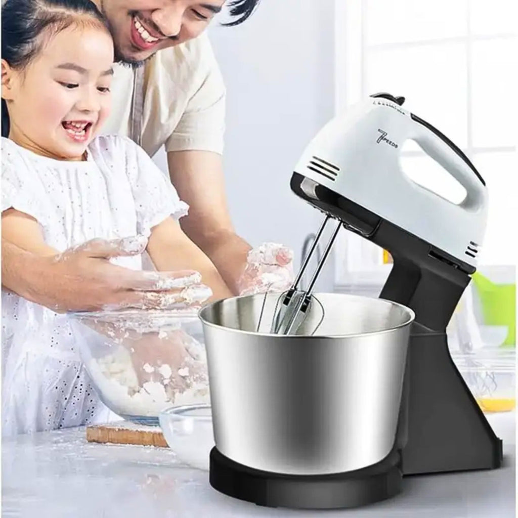 7 Speed Electric Hand Mixer  Handheld Whisk Beaters & Dough Baking Hooks