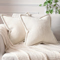 2PCS Simple cushion cover with a small checkered weave pattern and piped edges