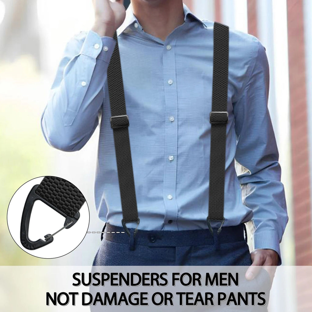 Heavy Duty Elastic Y-Back Suspenders for Men Hidden 3 Snap Loop Work Braces UK