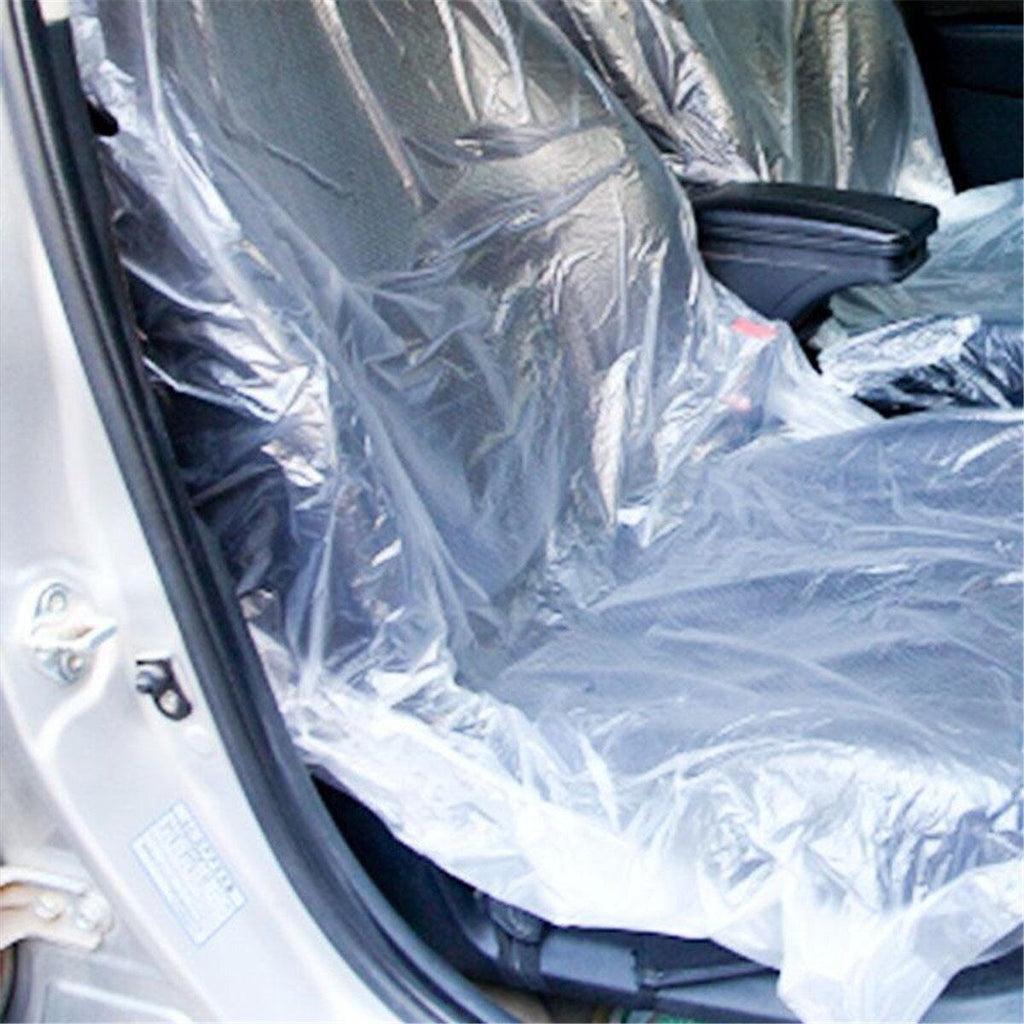 100pcs Disposable Plastic Car Seat Covers Vehicle Cover Valet Roll Protective UK