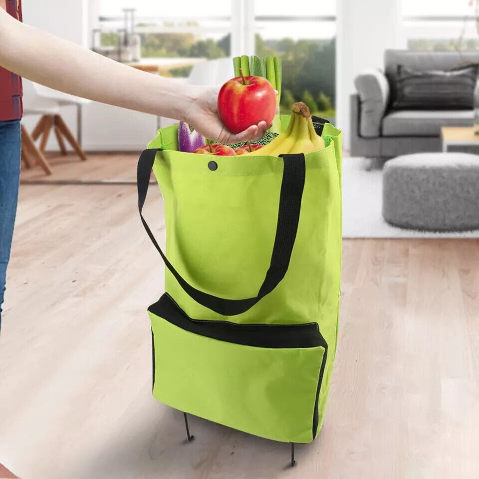 Collapsible Rolling Shopping Bag W/ Wheels Reusable Folding Cart Trolley NEW
