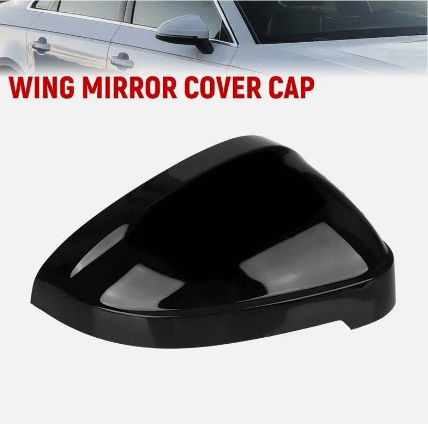 2x Gloss Black Wing Mirror Cover Caps For 2016-2023 Audi A4 S4 A5 S5 RS5 RS4 B9