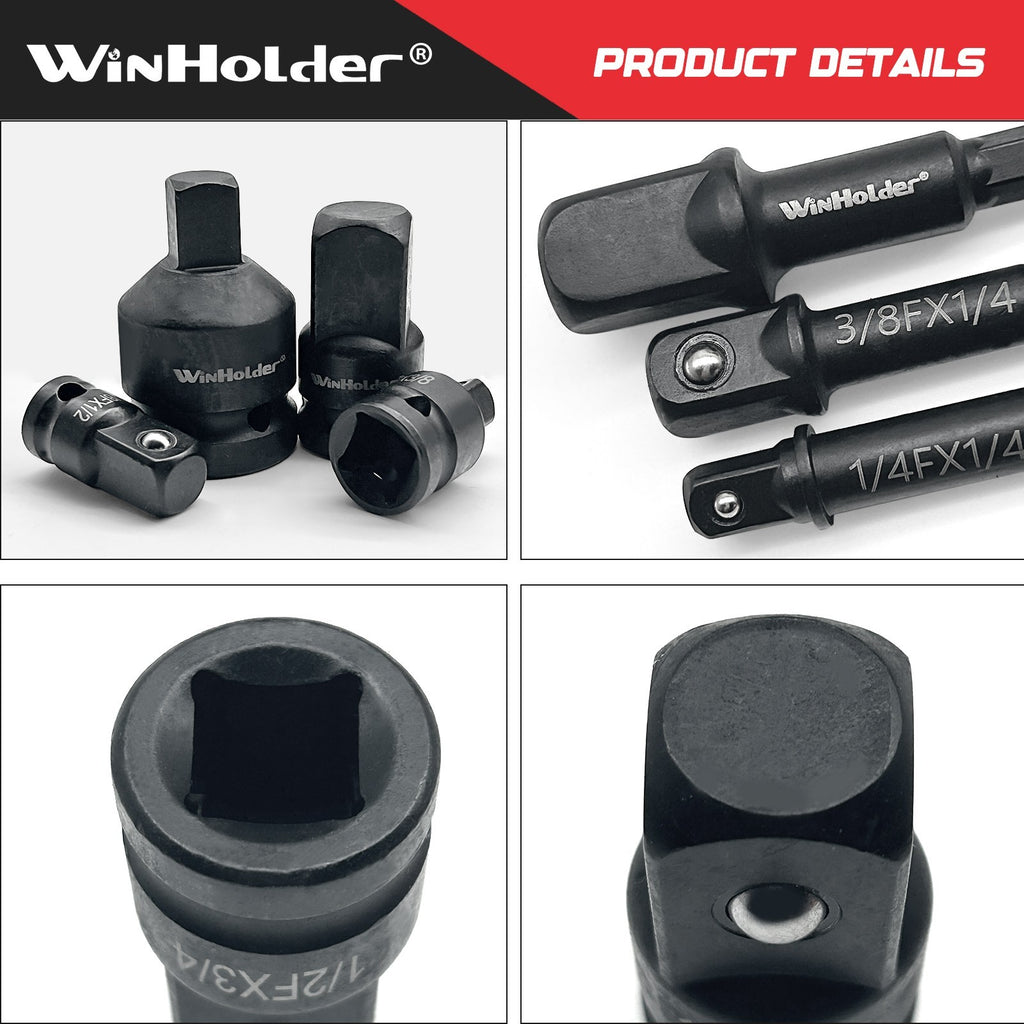 9 Piece Impact Socket Adapter and Reducer Set Female to Male 3/4" 1/4" 3/8" 1/2"