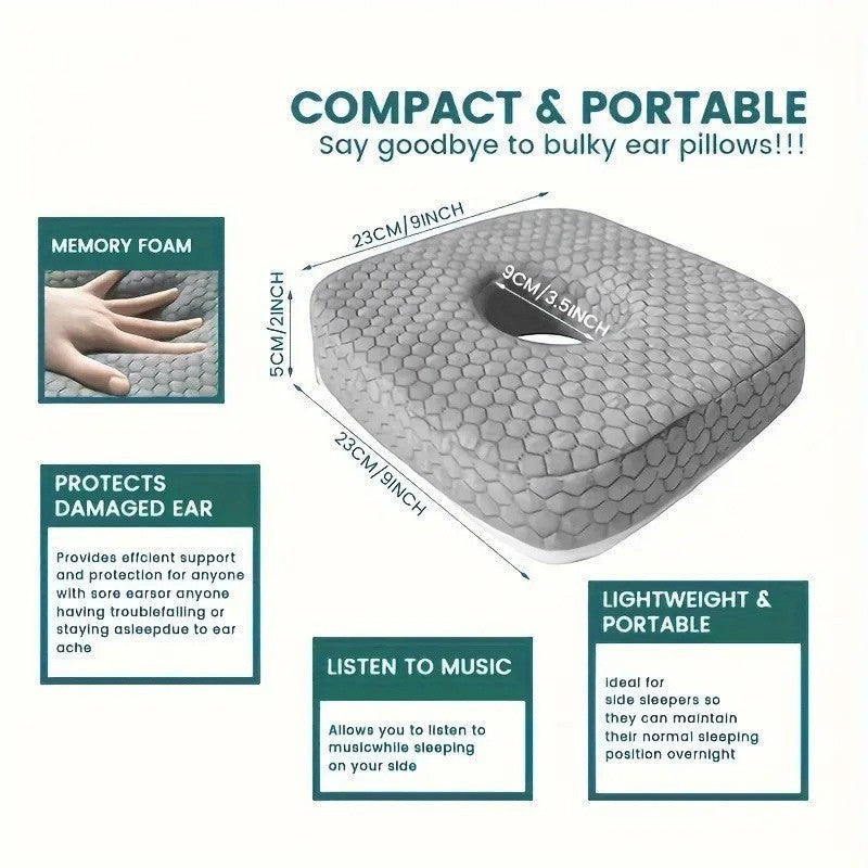 Ear Piercing Pillow Memory Foam Pillow Side Sleeper with Hole Relief Ears Pain