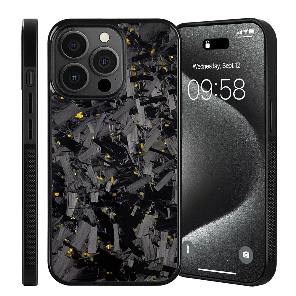 Glossy Forged Carbon Fiber Case for iPhone 16 Pro Max 15 14 Magsafe Armor Cover