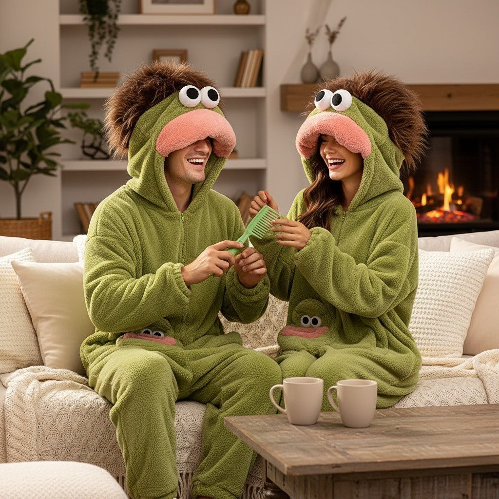 Big Mouth Monster Onesiee Funny Oversized Fleece Plush Pajamas Unisex Jumpsuit