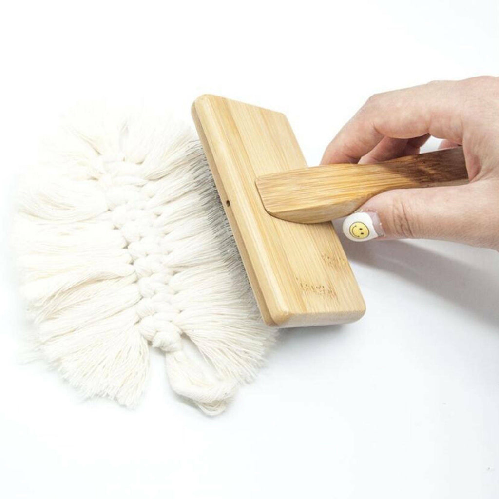 Genuine Sheepskin Luxury Wire Rug Slicker Brush Wooden Handle For Pet Grooming