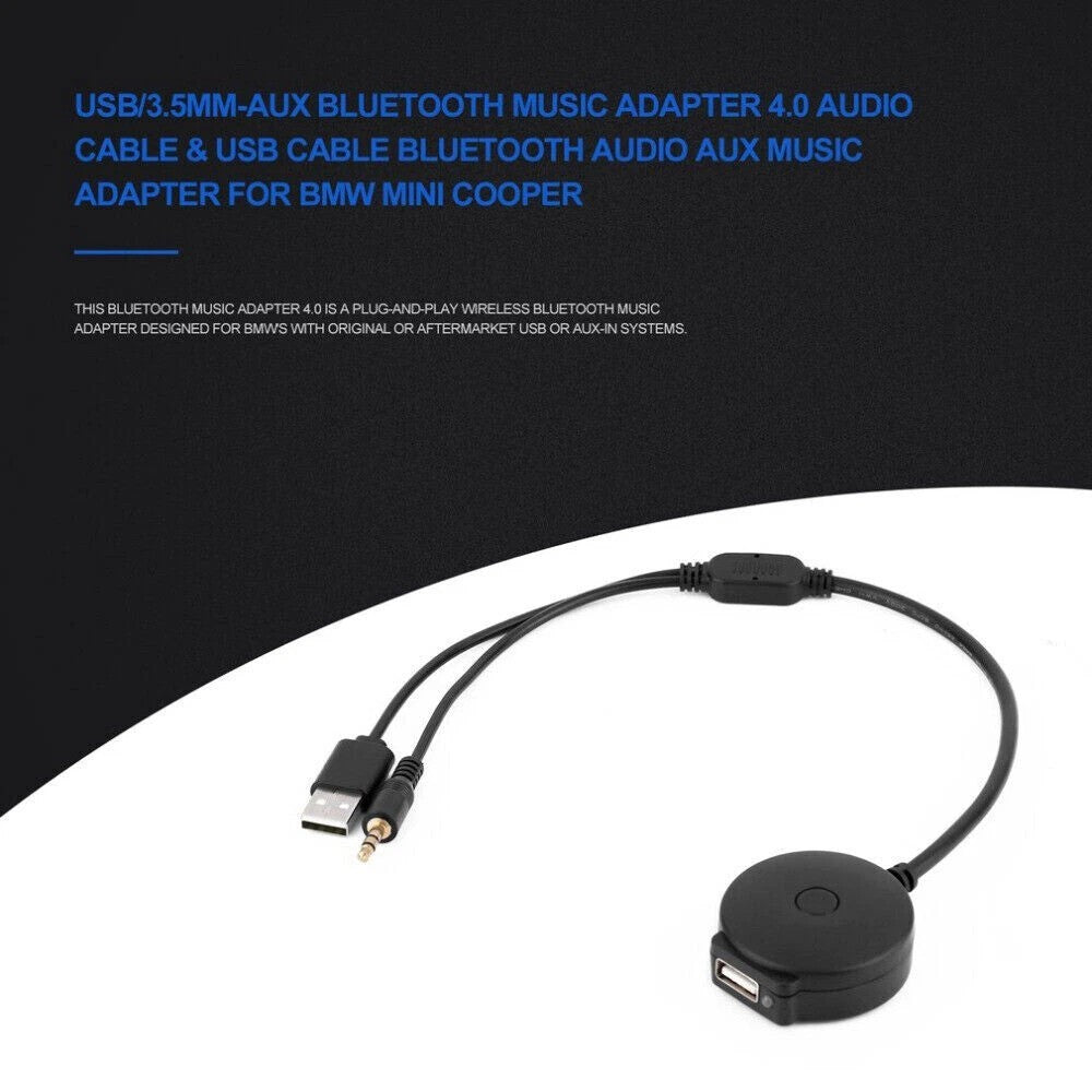 For BMW Mini Cooper Universal Car Bluetooth5.0 Audio AUX USB Music Adapter Cable