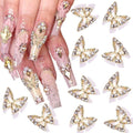 10pcs 3D Alloy Butterfly Nail Charms, Butterfly Nail Gems Nail Rhinestones Shiny