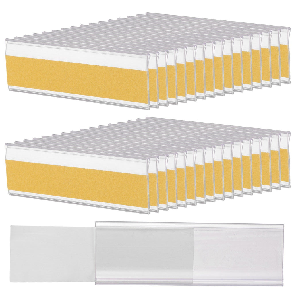 100 Pcs Shelf Label Holder 3 x 1 Inch Clear Shelf Tag Strips Label Holders.*