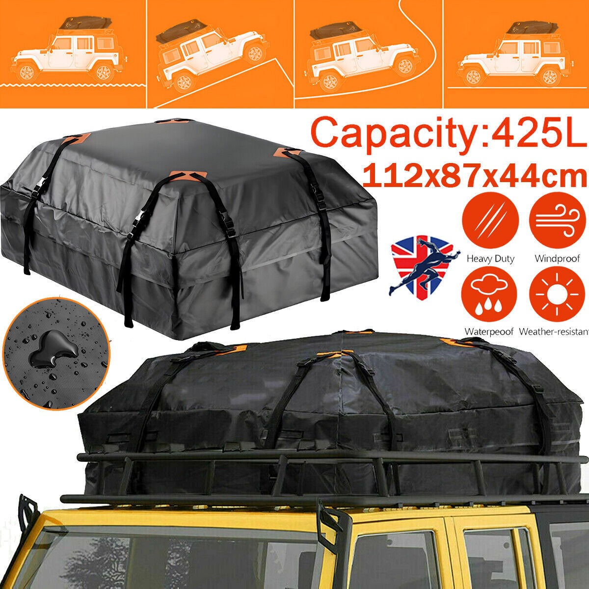 Universal Car Travel Roof Bag Cargo Storage Rack Luggage Carrier Box Waterproof