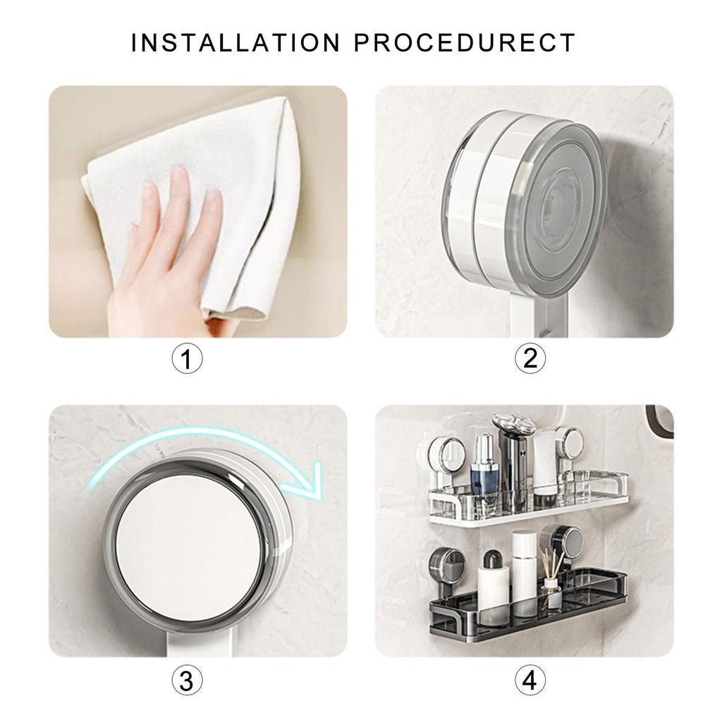 Suction Cup Storage Rack Wall Mounted Shower Organizer Waterproof Bathroom Shelf