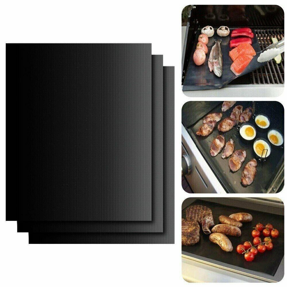 3 Pack Bottom Oven Liner Sheet - Large Heavy Duty - Reusable BBQ Grill Mat