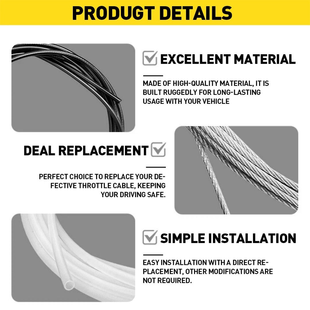 Universal 5 Metres DIY Throttle Cable Kit Nipples Ferrules Motorbike Replacement