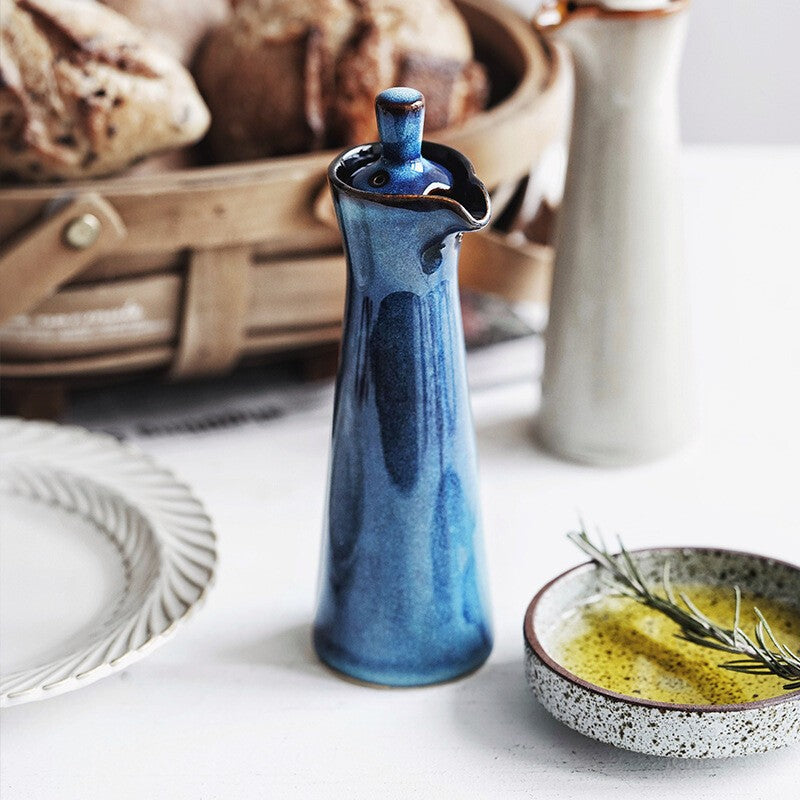 *120ML* Japanese Style Ceramic Oil Olive Dispenser Soy Sauce Pot Small Sauce Jar