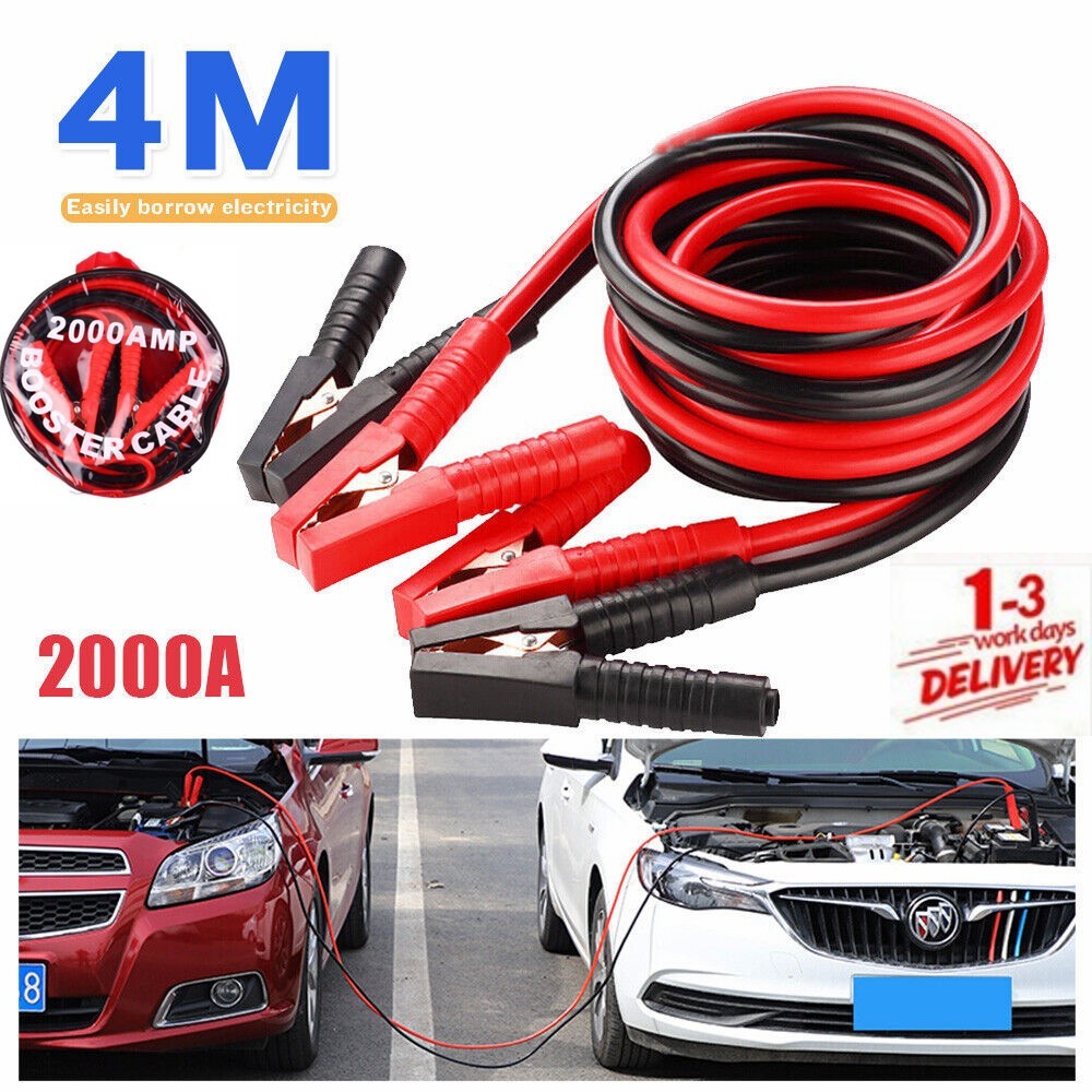 4M Heavy Duty Jump Leads 2000AMP Car Van Battery Starter Booster Cables Jumper~