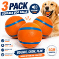 3 Pack Squeaky Dog Ball Toys Rubber Chew Balls Interactive Puppy Training Toy