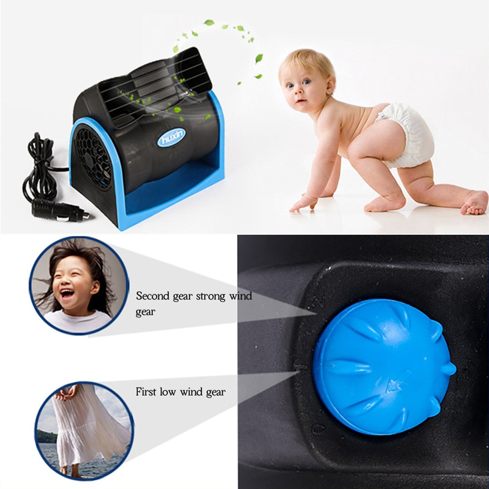 12V Car Vehicle Truck Boat Air Fan Car Cooling Air Fan Speed Cool Cooler
