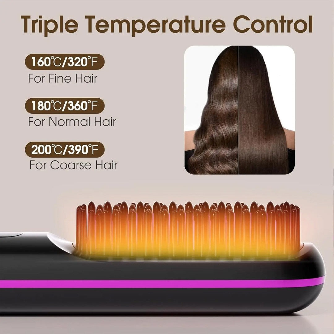 Portable Hair Straightener Brush Antiscald Hair Cordless Hair Straightener Brush