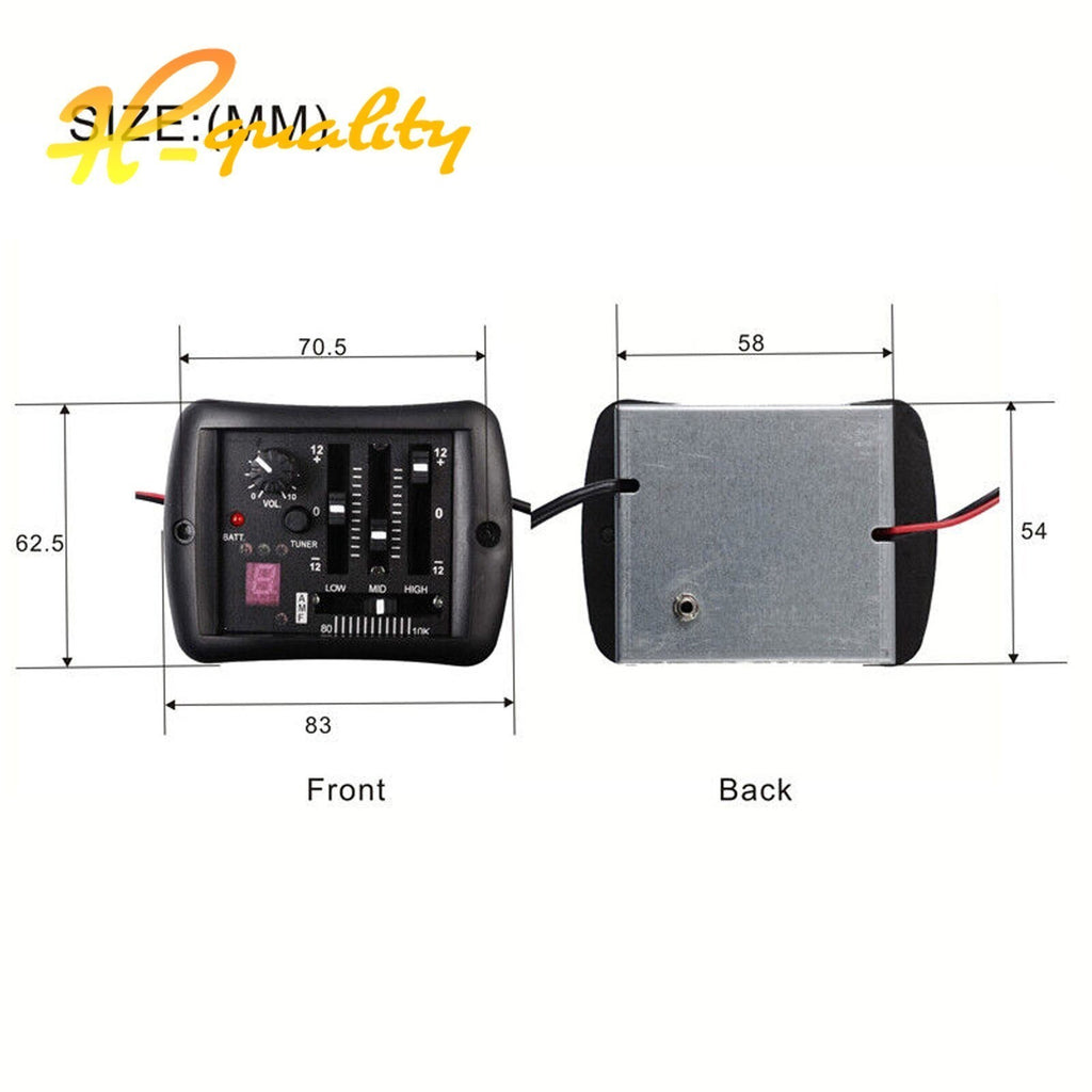 Acoustic Guitar Piezo Pickup 3-Band EQ Preamp Tuner for Yamaha Replacement